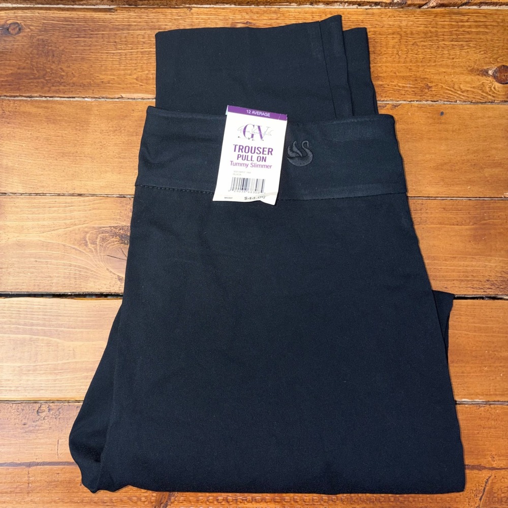 Gloria Vanderbilt Trousers Womens 12 Average Black Tummy Slimmer Skinny Leg NEW